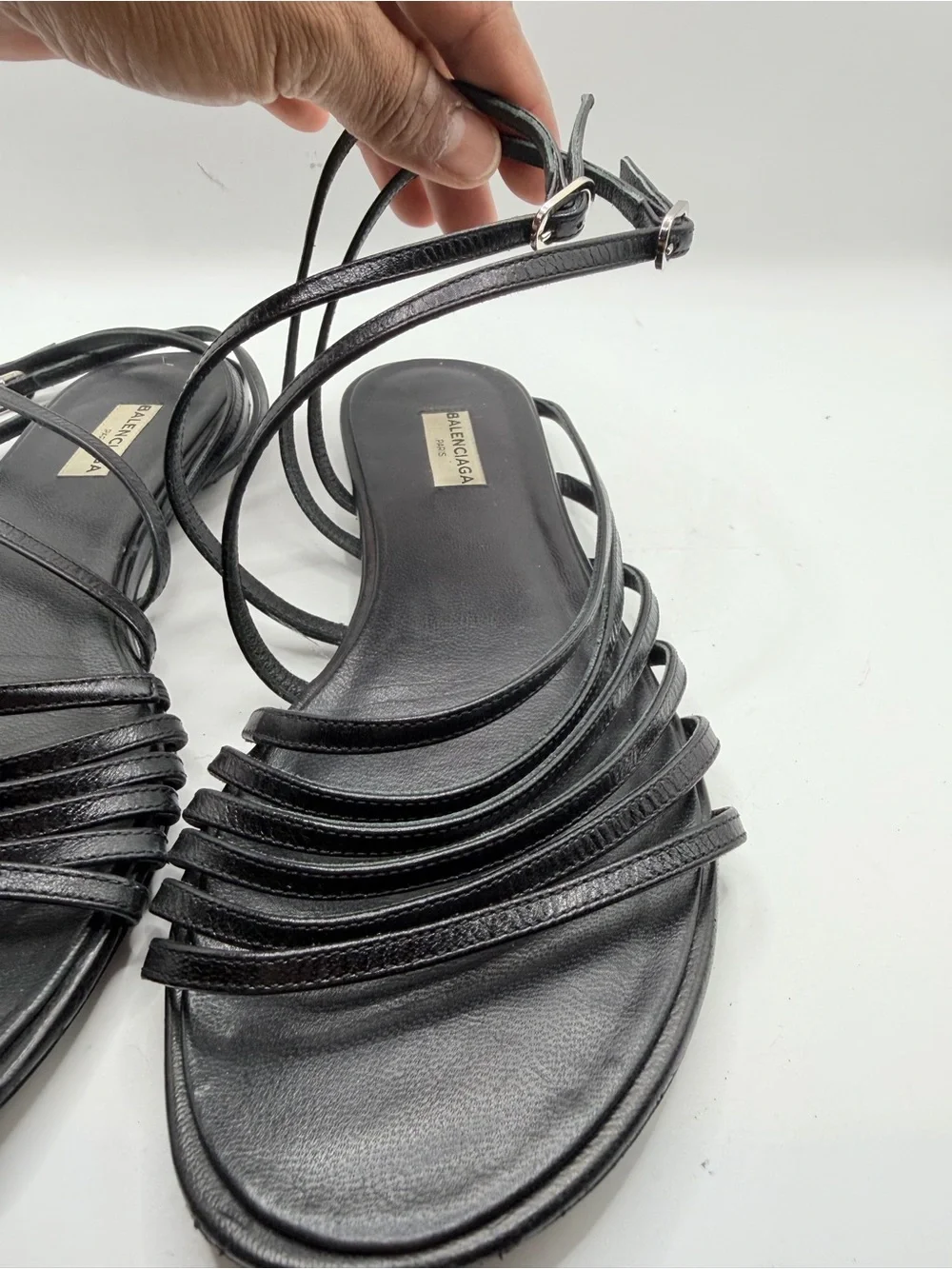 Balenciaga Black Multi-Strap Leather Sandals
